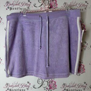 Basix USA skirt towel mini Lavender Terry Cloth Skirt with White Stripes